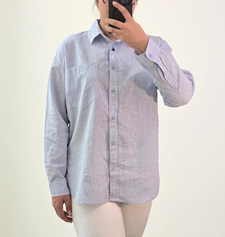 شومیز لینن آبی روشن