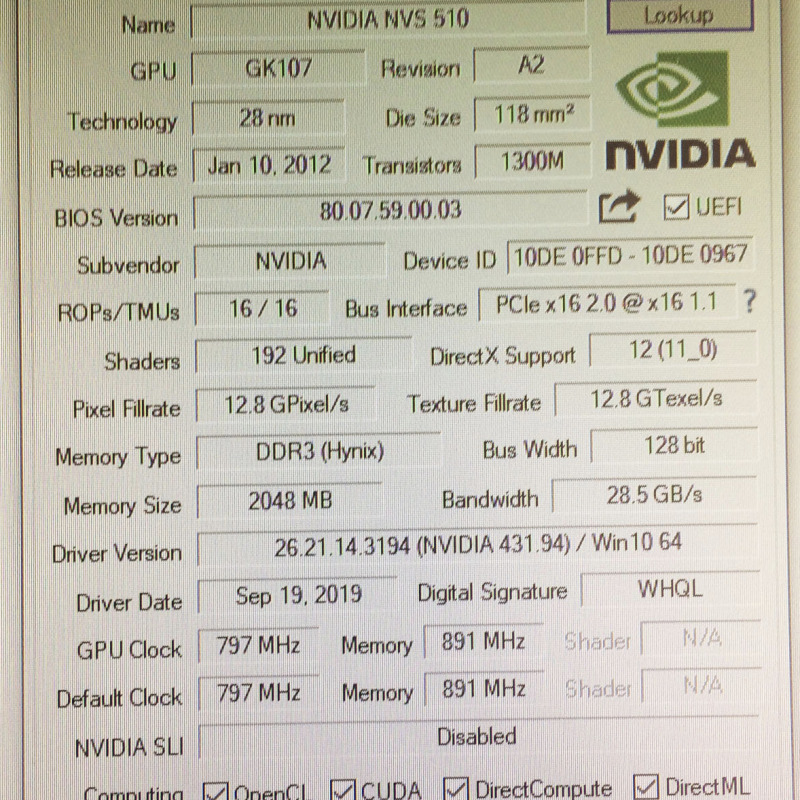 کارت گرافیک استوک NVIDIA NVS 510 - 2GB