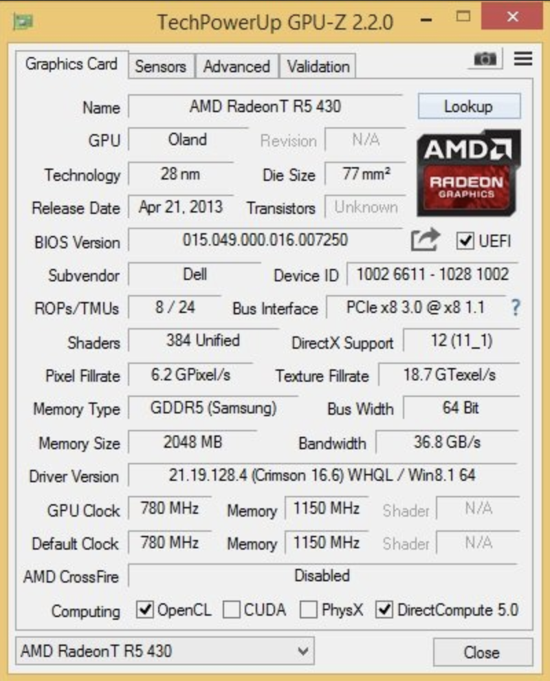کارت گرافیک نیمه گیمینگ AMD Radeon R5 430 - 2GB