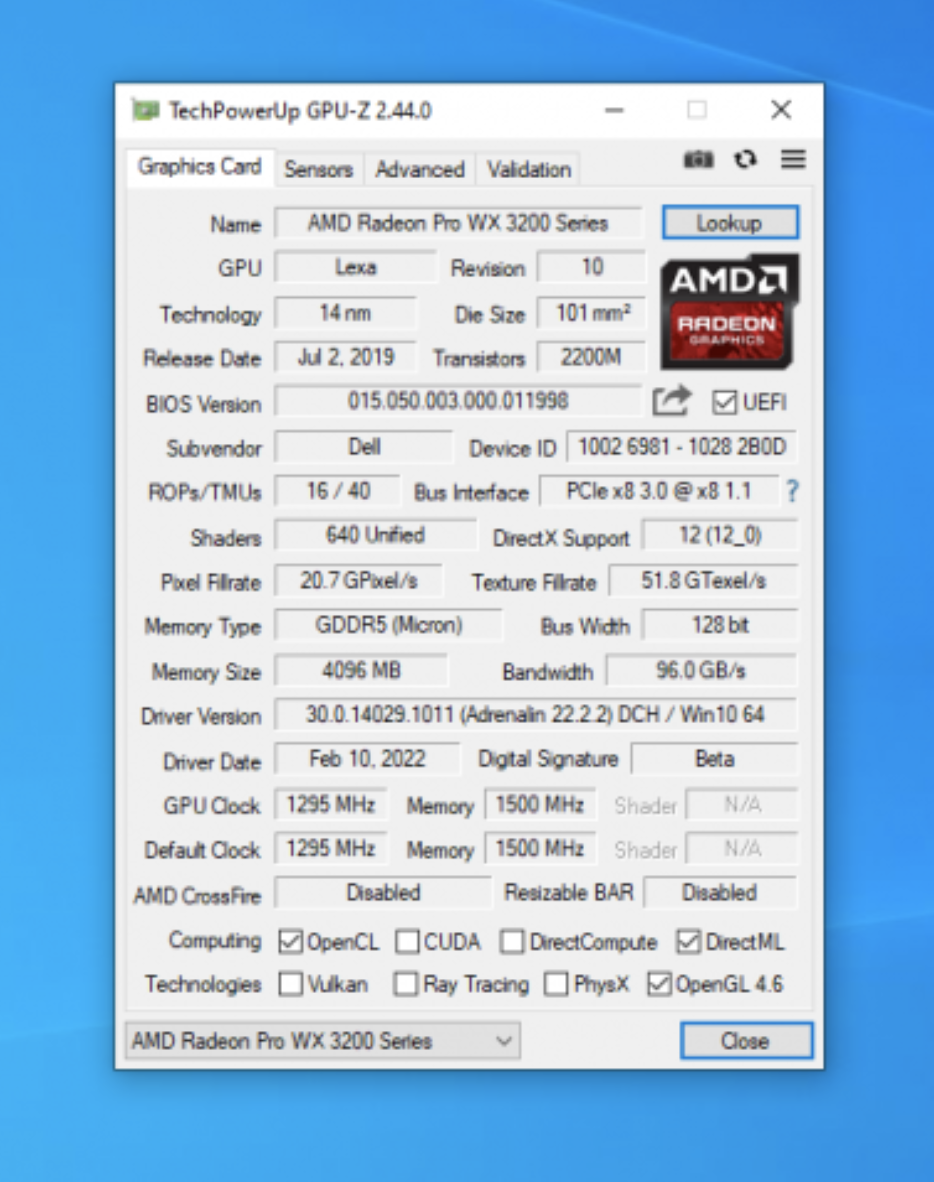 کارت گرافیک رندرینگ AMD Radeon Pro WX 3200 - 4GB