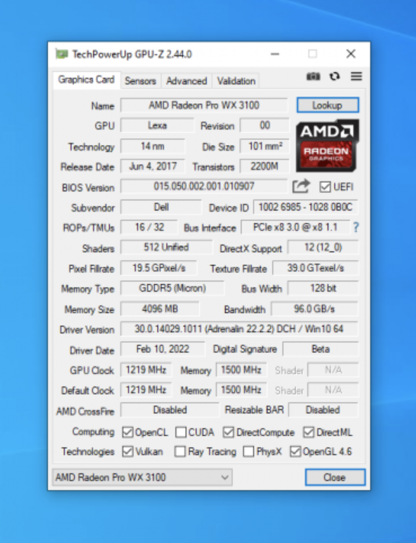 کارت گرافیک رندرینگ AMD Radeon Pro WX 3100 - 4GB