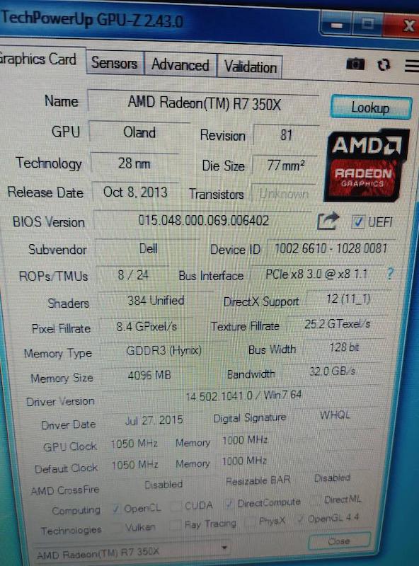 کارت گرافیک استوک گیمینگ AMD R7 350X - 4GB