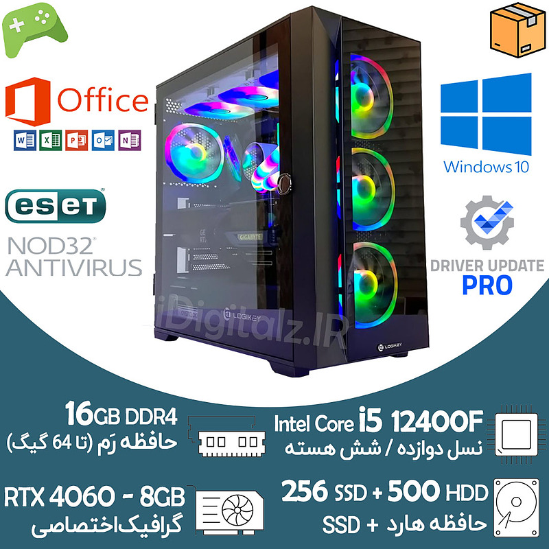 کیس آکبند گیمینگ i5 نسل 12 گرافیک RTX 4060 8G