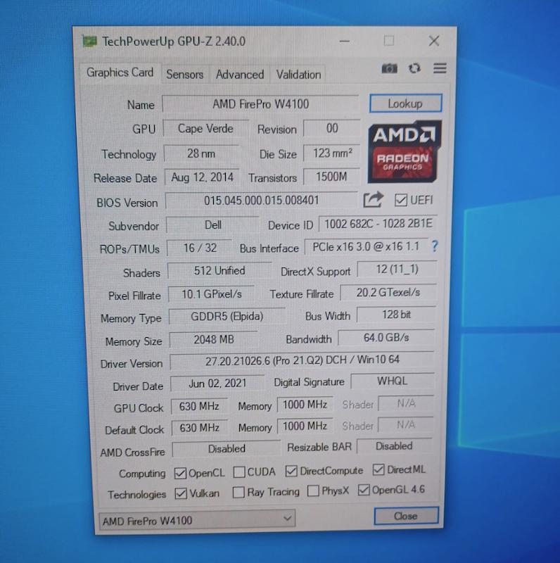 کارت گرافیک استوک AMD FirePro W4100 - 2GB