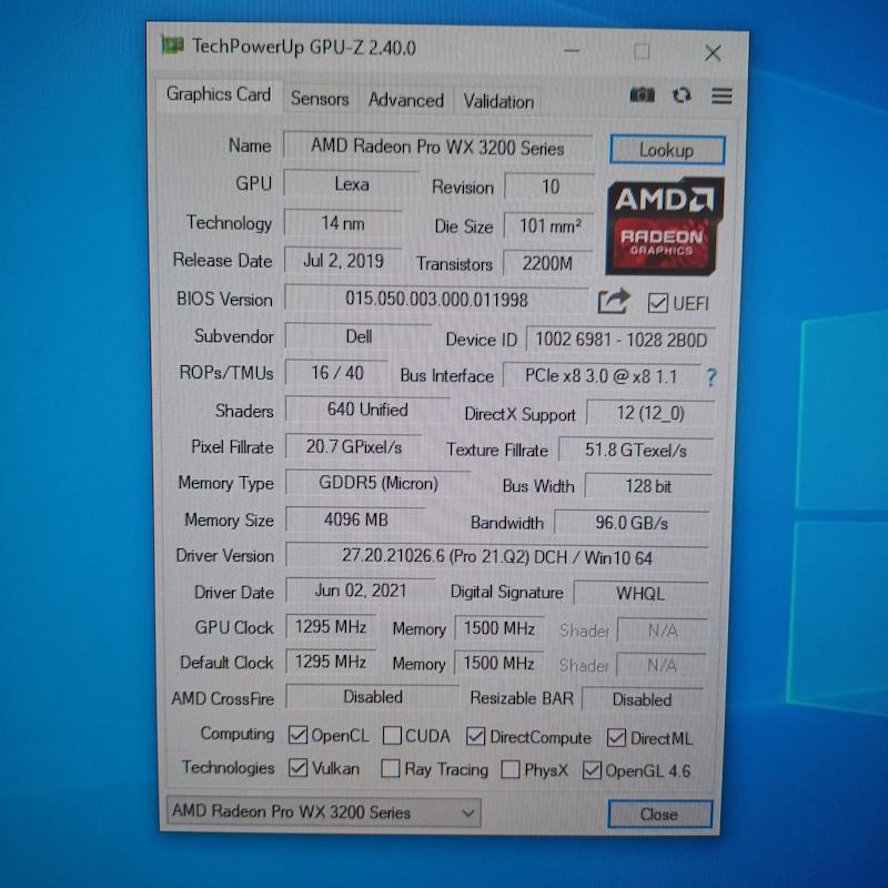 کارت گرافیک استوک رندرینگ AMD Radeon Pro WX 3200 - 4GB