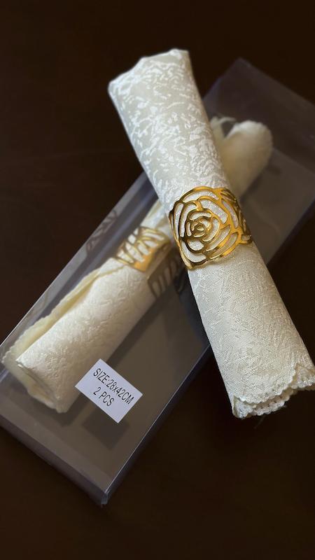 دستمال سفره و حلقه دستمال پک ۲ عددی ( رنگ مطابق تصویر)