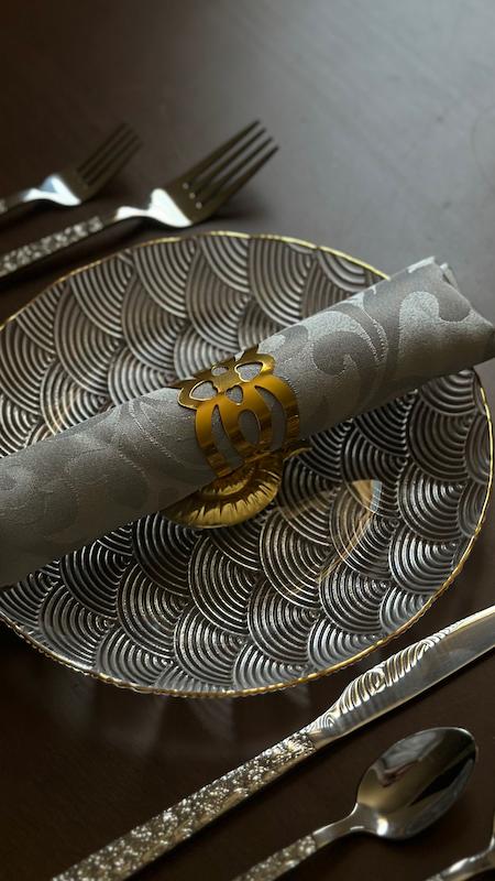 دستمال سفره و حلقه دستمال پک ۲ عددی( رنگ مطابق تصویر)