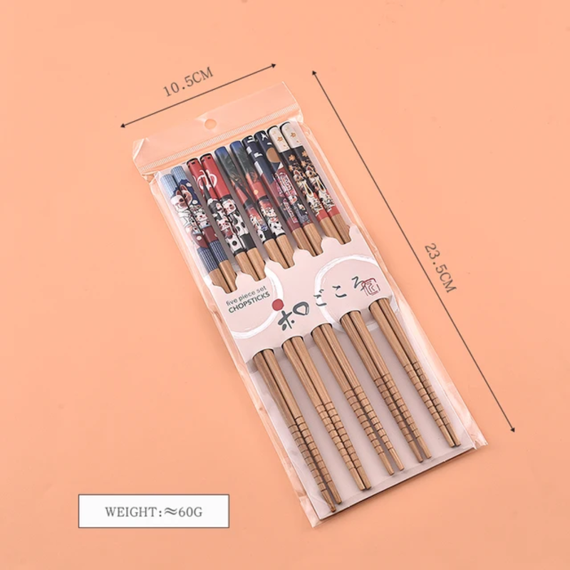 چاپستیک 10 تایی بامبو طرحدار