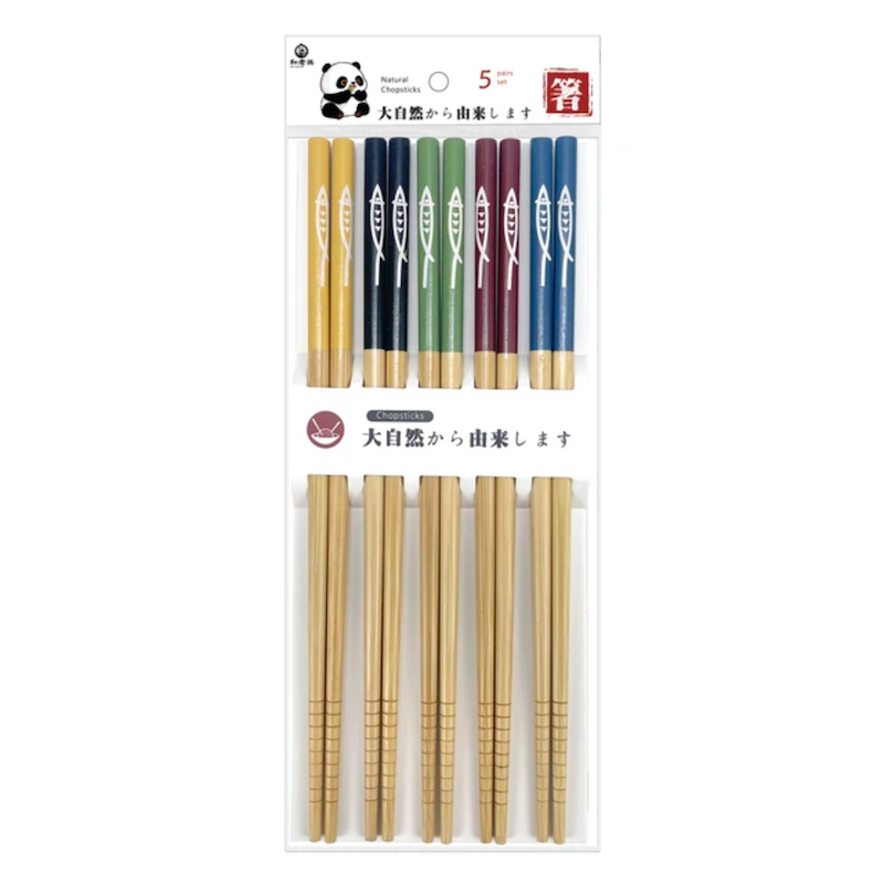 چاپستیک 10 تایی بامبو طرحدار