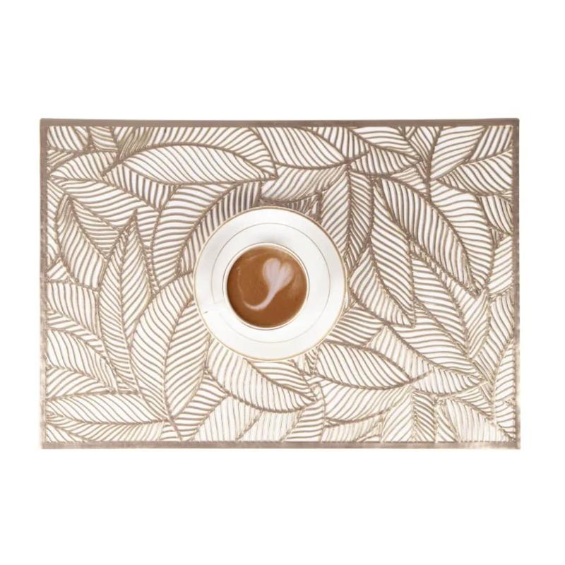 زیر بشقابی مستطیل طلایی pvc