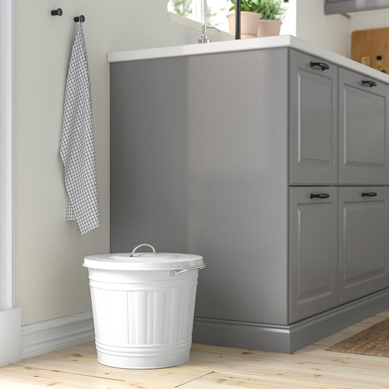 سطل درب دار کوچک سفید KNODD