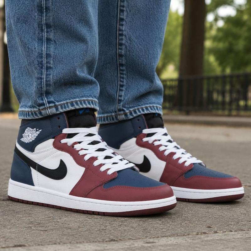 کتونی نایک جردن 1 ساقدار سفید مشکی Nike Jordan-کپی