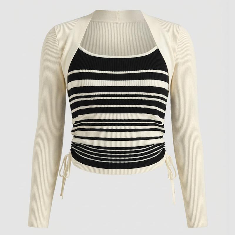 بلوز بافت طرح ملوانی شنل(Chanel) - رینگی