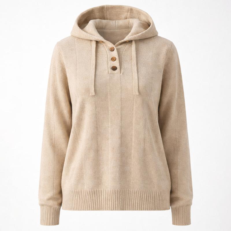 ست دو تکه هودی بافت کلاه‌دار و شلوار زنانه