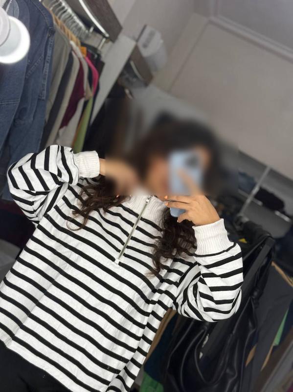 بلوز نیم زیپ راه راه