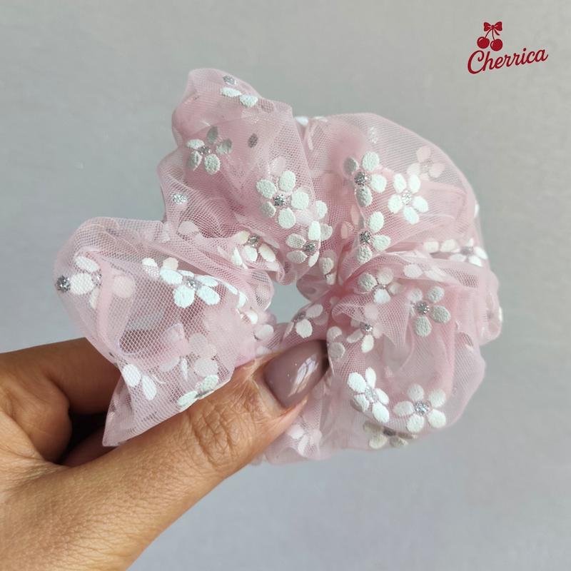 کش اسکرانچی توری بابونه صورتی کد 99