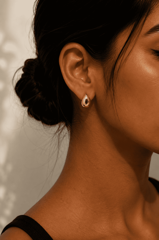 گوشواره استیل طرح اشکی مینیمال طلایی
