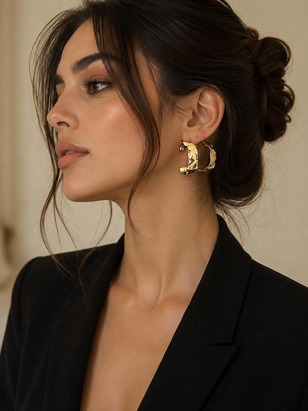 گوشواره استیل طرح دایره دفرمه