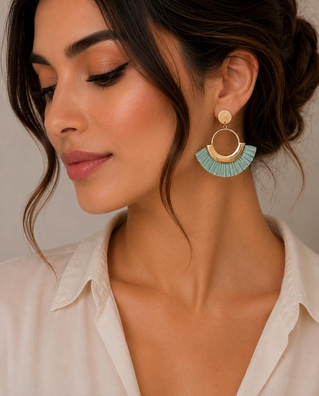 گوشواره بادبزنی نعنایی limited (وارداتی)