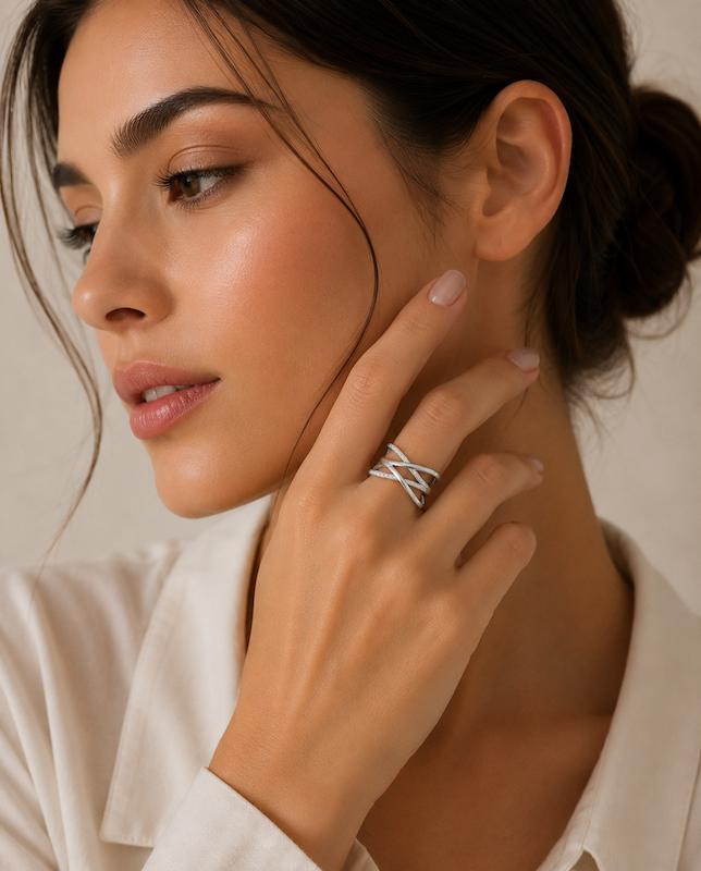 انگشتر نقره‌ای ضربدری کراس (وارداتی)