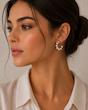 گوشواره حلقه‌ای بیدز (طرح گوی‌های نقره‌ای صیقلی - نیم‌حلقه)وارداتی
