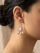 گوشواره استیل طرح آویز نگین دار