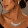 نیم‌ست هدیه طرح جواهر کریستالی نگین‌دار نقره‌ای (وارداتی)