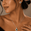 نیم‌ست هدیه طرح جواهر نگین‌دار نقره‌ای با سنگ زمردی (وارداتی)