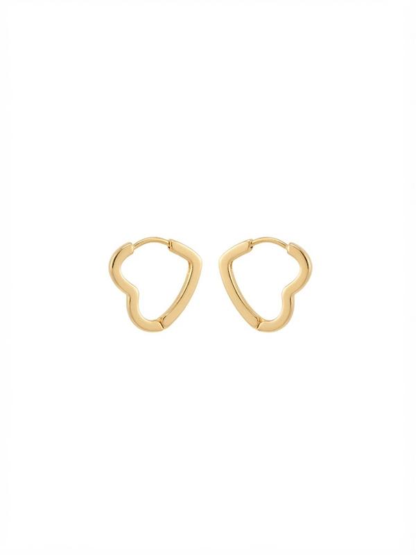 گوشواره بدل طلایی طرح قلب باز روی کارت پلاستیکی، مناسب استایل روزمره و ضدحساسیت - آی لوکسینو