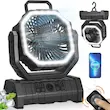 پنکه شارژی کمپینگ مدل F6 با چراغ LED و کنترل از راه دور