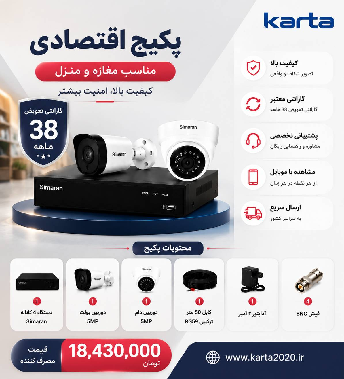 پکیج اقتصادی دوربین مداربسته