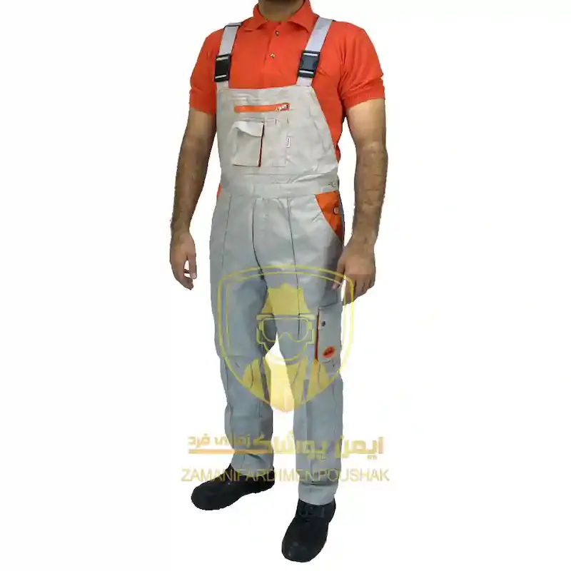 لباس کار دوبنده طرح بوفالو رنگ استخوانی