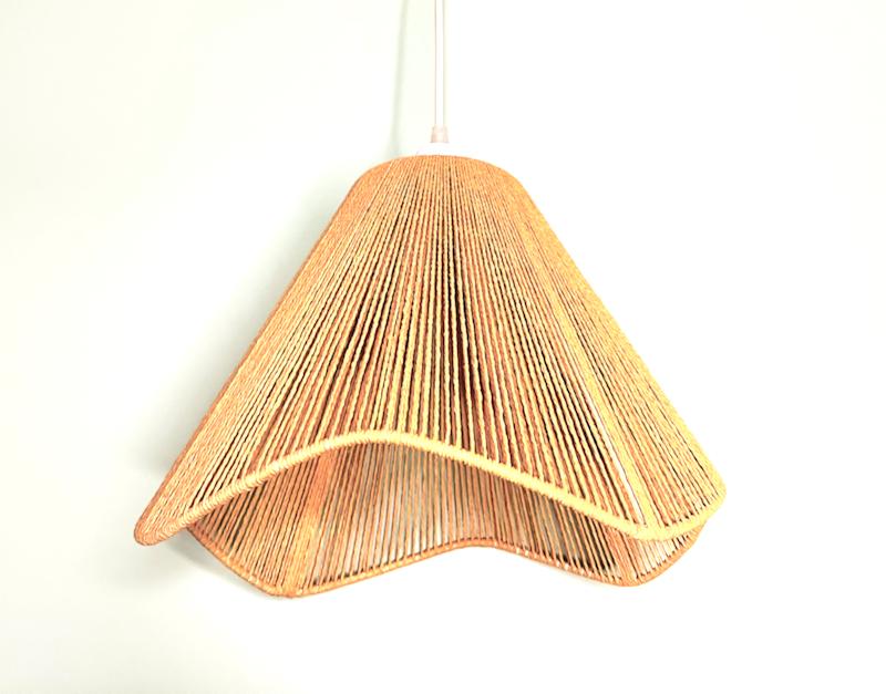 لوستر رافیا موج دار بلند قهوه ای روشن 