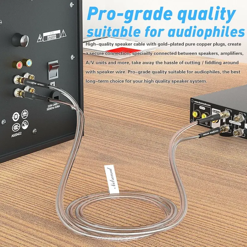 کابل بلندگو دو سر موزی DOUK AUDIO روکش طلا