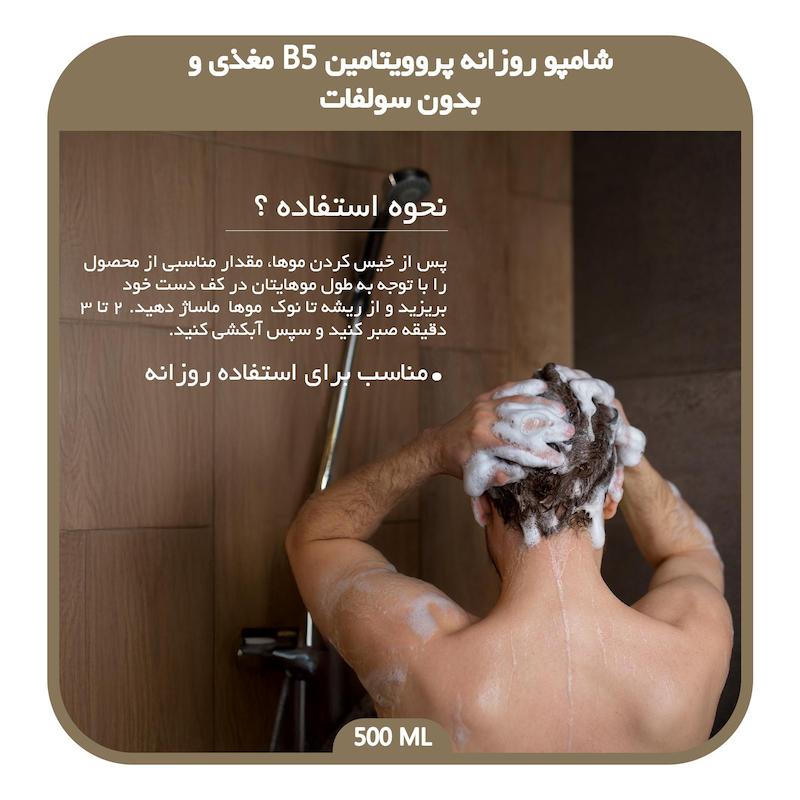 شامپو روزانه پروویتامین B5 مغذی و بدون سولفات باتچی 500 میلی لیتر 