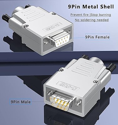 1pack Connector DB9 Serial Adapter D-SUB 9-pin RS232 RS485 Adapter to Terminal Connector Signal Module with Bolts Nuts and Screwdriver (male+ metal shell)