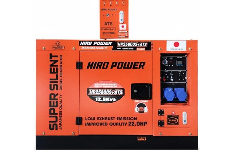 موتور برق دیزلی استارتی تک فاز ۱۲.۵ کاوا سایلنت هیرو پاور HP25800S + ATS 