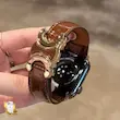 بند چرمی اپل واچ سلین ورنی موکا