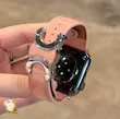 بند چرمی اپل واچ صورتی سلین ورنی