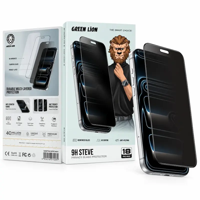 گلس پرایوسی گرین لاین 9H Steve آیفون 18 پرومکس