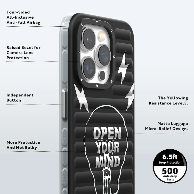 قاب برند Youngkit/یانگ کیت مدل Open your mind /Magsafe مگ سیف ساپورت پافری نچرال/مشکی/جدید