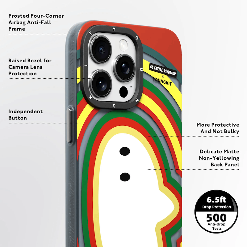 قاب برند Youngkit/یانگ کیت مدل C2 PICCOLO DINOSAURS Rainbow Ghost /Magsafe/مگ سیف ساپورت/جدید دایناسور تنها
