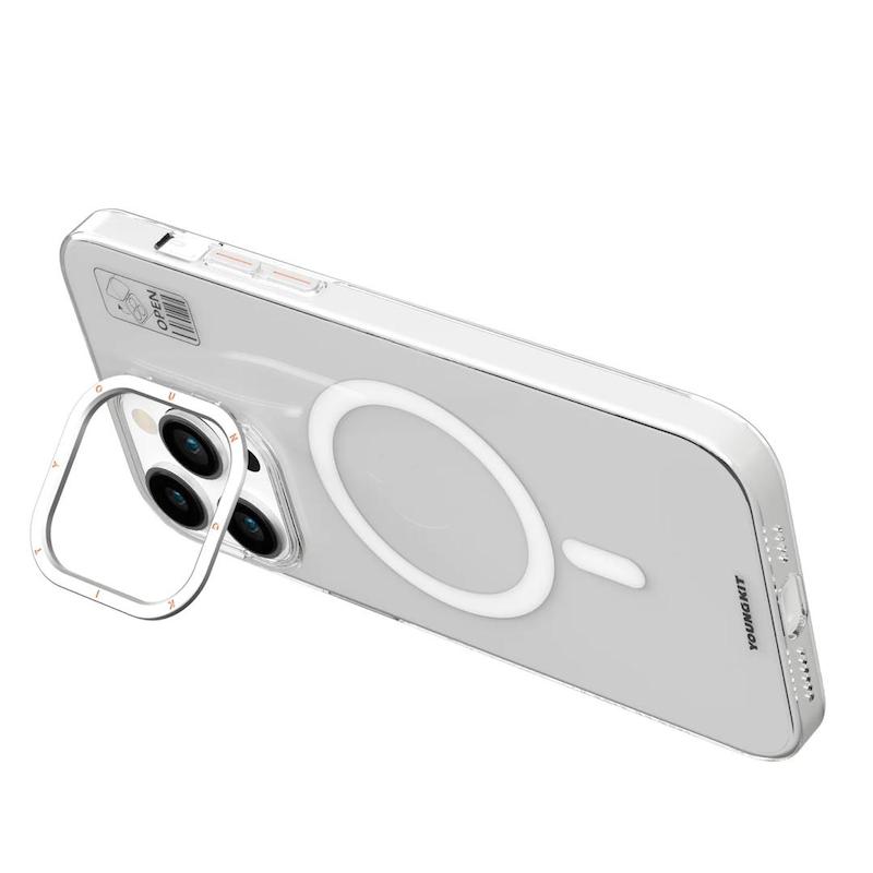 قاب برند Youngkit/یانگ کیت مدل Hermit Stand Case مگ سیف ساپورت/Magsafe/بیزنگ/Clear Case magsafe