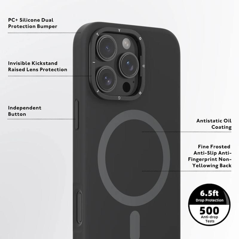 قاب یانگ کیت/youngkit مدل Cream Silicone Gel Stand Case/سیلیکون استند/مگ سیف ساپورت رنگ مشکی