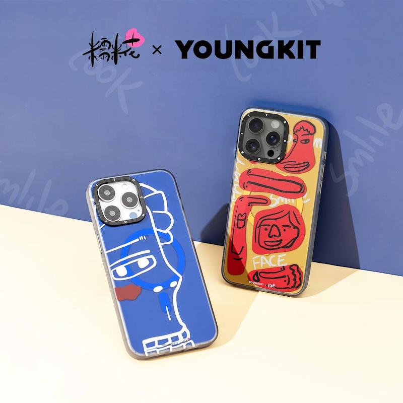 قاب یانگ کیت/youngkit مدل 糯米花 Abstract Face Lines-Smiles مگ سیف ساپورت