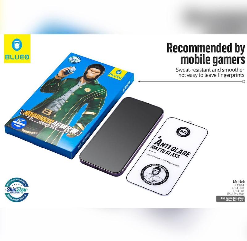گلس فول مانکی blueo/محافظ صفه نمایش/screen protector/اسکرین پروتکتور بلو مانکی/Blueo Glass iphone مدل Blueo full cover anti glare matte glass iphone