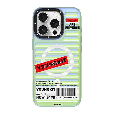 قاب یانگ کیت پافری جدید مگ سیف ساپورت/Youngkit Magsafe Iphone case/مدل پافری داینامیک کالر مگ سیف Dynamic Color Magsafe لاین قرمز