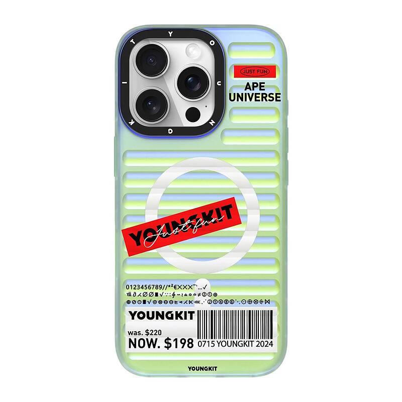 قاب یانگ کیت پافری جدید مگ سیف ساپورت/Youngkit Magsafe Iphone case/مدل پافری داینامیک کالر مگ سیف Dynamic Color Magsafe لاین قرمز