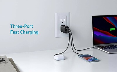 شارژر دیواری انکر Anker آنکر 67W سه پورت مدل/Anker 336 67W Three Port Wall Charger