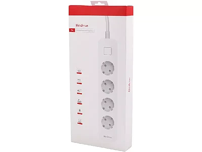 چندراهی برق ارت دار هادرون مدل ۴ پورت/سه راهی برق چهار کاناله هادرون/Hadron way power strip